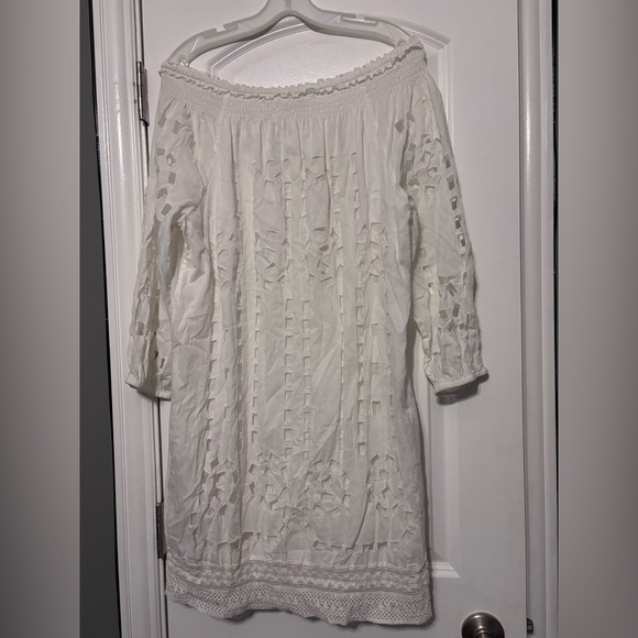 Michael Kors White Cotton Boho Peasant Tunic Eyelet Coverup Size Small - Picture 6 of 6